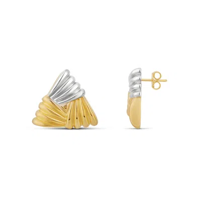 Shymi Women's Gold / Silver Textured Triangle Statement Studs - Two Tone