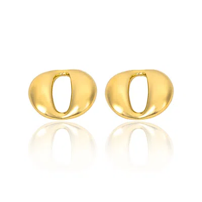 Shymi Women's Gold Smooth Cut Out Oval Statement Earrings