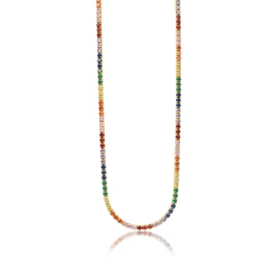 Shymi Women's Gold Thin Tennis Necklace - Multicolor