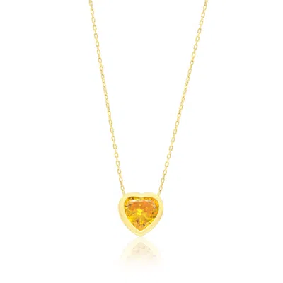 Shymi Women's Gold / Yellow / Orange Bezel-set Solitaire Necklace - Heart Gold & Yellow