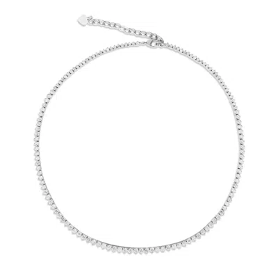 Shymi Women's Graduated Three Prong Tennis Necklace - Silver In White