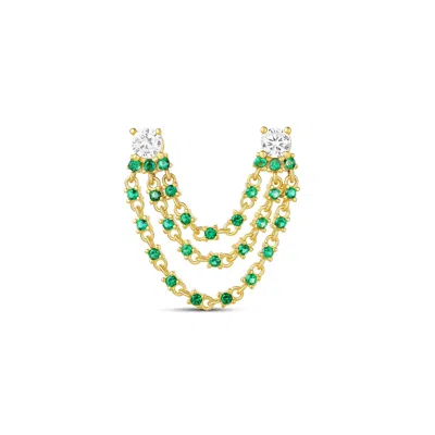 Shymi Women's Green / Gold Two Stone Green Triple Chain Earring