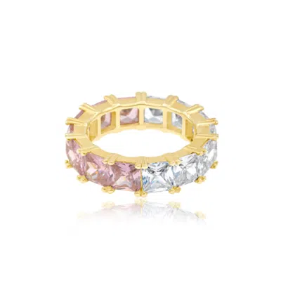 Shymi Women's Half And Half Prong-set Eternity Band - Gold & Pink