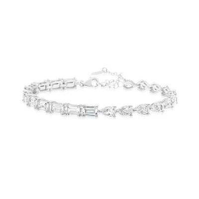 Shymi Women's Half Emerald Half Pear Tennis Bracelet - Silver