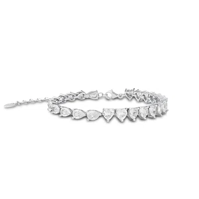Shymi Women's Half Heart Half Pear Tennis Bracelet - Silver In Metallic