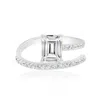 Shymi Women's Half Way Around Emerald Statement Ring - Silver In Metallic