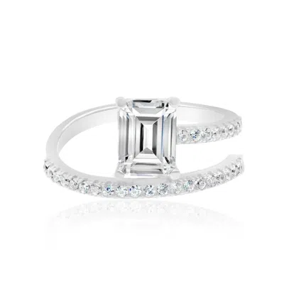 Shymi Women's Half Way Around Emerald Statement Ring - Silver In Metallic