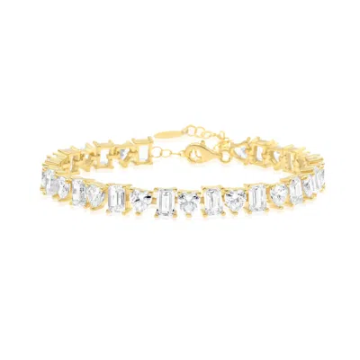 Shymi Women's Heart And Emerald Shape Tennis Bracelet - Gold