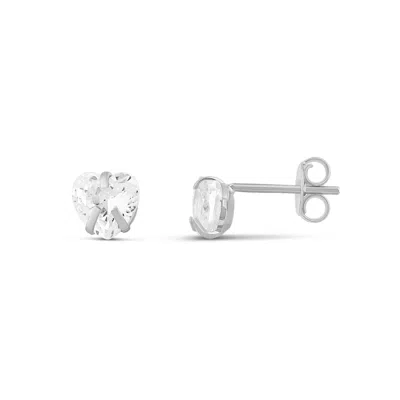 Shymi Women's Heart Prong-set Mini Studs - Silver