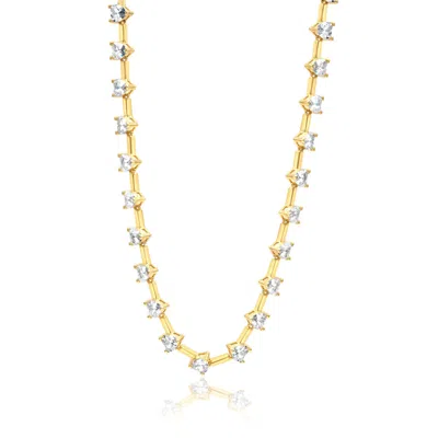 Shymi Women's Heart Shaped Bar Tennis Necklace - Gold