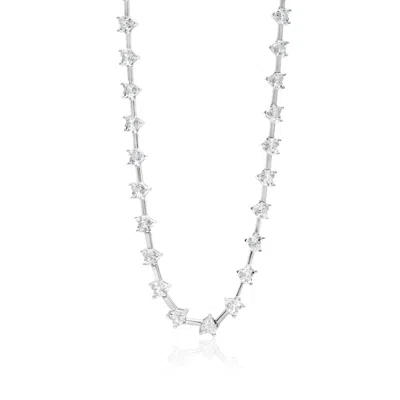 Shymi Women's Heart Shaped Bar Tennis Necklace - Silver