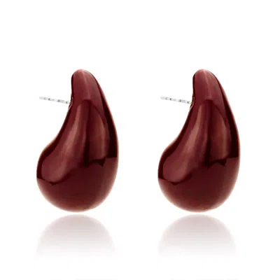 Shymi Women's Large Enamel Tear Drop Earrings - Brown In Red