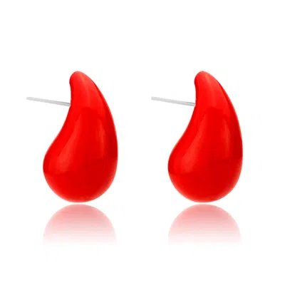 Shymi Women's Large Enamel Tear Drop Earrings - Red