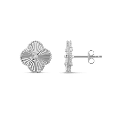 Shymi Women's Large Fluted Clover Studs - Silver In Metallic
