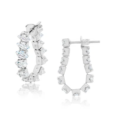 Shymi Women's Marquis Shape Drop Earrings - Silver