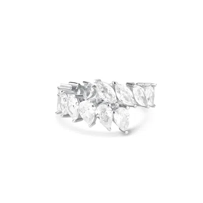 Shymi Women's Marquise & Pear Shaped Wrap Statement Ring - Silver In Metallic