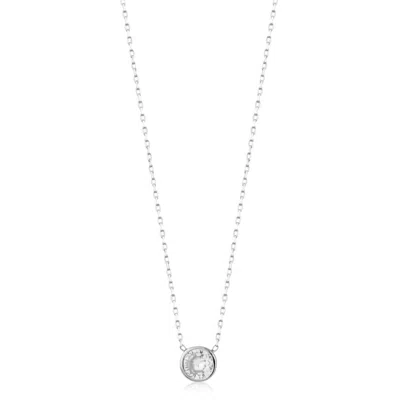 Shymi Women's Mini Bezel Solitaire Necklace - Round Silver In Red