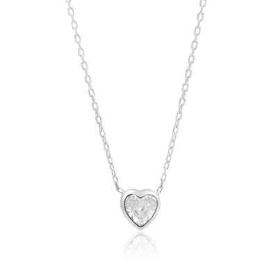 Shymi Women's Mini Bezel Solitaire Necklace - Silver Heart