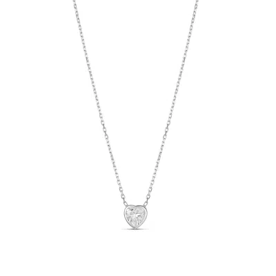 Shymi Women's Mini Bezel Solitaire Necklace - Silver Heart In Neutral