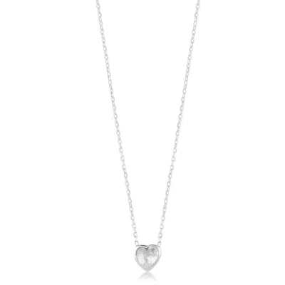 Shymi Women's Mini Bezel Solitaire Necklace - Silver Heart In Metallic