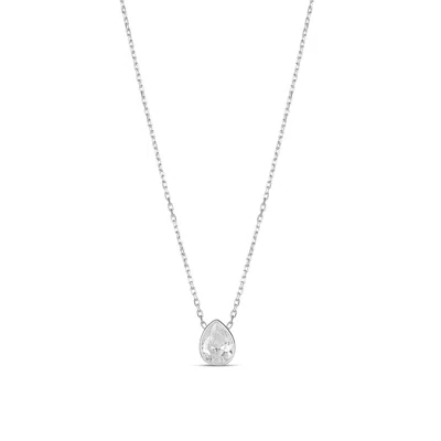 Shymi Women's Mini Bezel Solitaire Necklace - Silver Pear In Pink