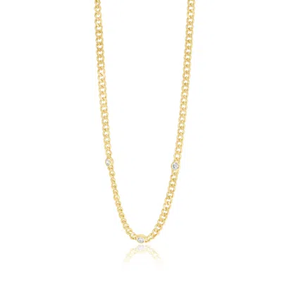 Shymi Women's Mini Curb Chain With Stone - Gold