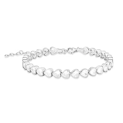 Shymi Women's Mini Heart Bezel-set Tennis Bracelet - Silver