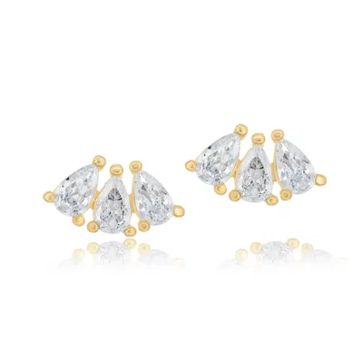 Shymi Women's Mini Pear Shape Curved Studs - Gold