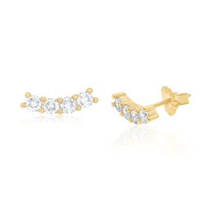Shymi Women's Mini Round Curved Bar Studs - Gold