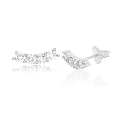 Shymi Women's Mini Round Curved Bar Studs - Silver