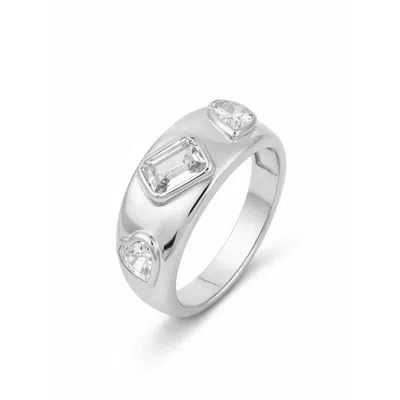 Shymi Women's Mix Shape Band - Silver In White