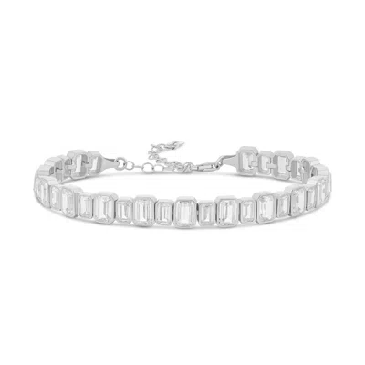 Shymi Women's Mix Size Emerald Bezel-set Tennis Bracelet - Silver