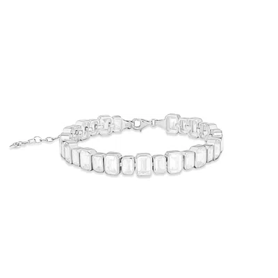 Shymi Women's Mix Size Emerald Bezel-set Tennis Bracelet - Silver In White
