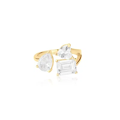 Shymi Women's Mixed Shape Three Stone Open Ring - Gold