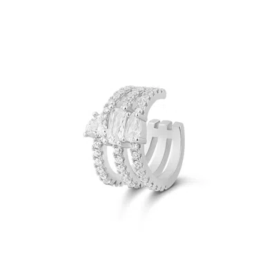 Shymi Women's Multi Shape Pave Ear Cuff - Silver