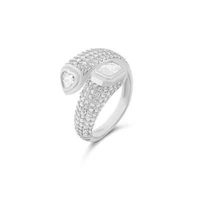 Shymi Women's Multi Shape Pave Wrap Ring - Silver