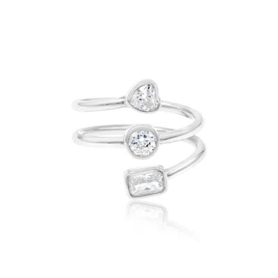 Shymi Women's Multi Shape Spiral Ring - Silver In White