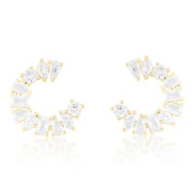 Shymi Women's Multi Shape Statement Earrings - Gold In White