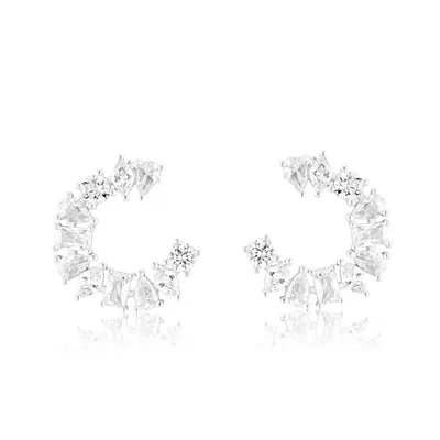 Shymi Women's Multi Shape Statement Earrings - Silver