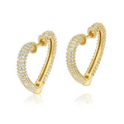 Shymi Women's Open Heart Pave Hoops - Gold