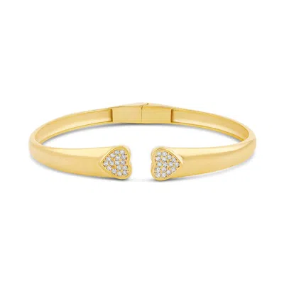 Shymi Women's Open Pave Heart Bangle - Gold