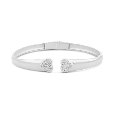 Shymi Women's Open Pave Heart Bangle - Silver In Metallic