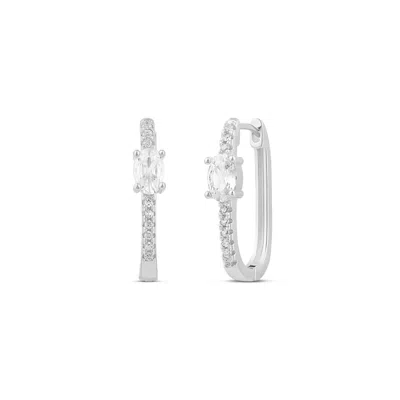Shymi Women's Oval Center Pave Hoops - Gold