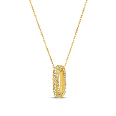 Shymi Women's Oval Pave Charm Pendant Necklace - Gold