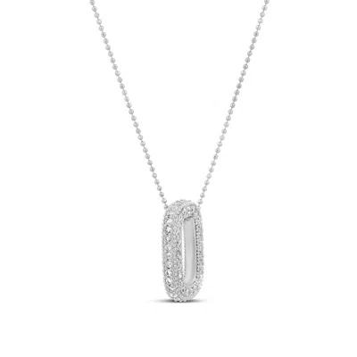 Shymi Women's Oval Pave Charm Pendant Necklace - Silver