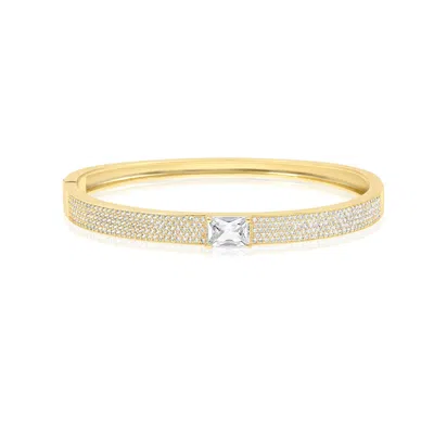 Shymi Women's Pave Bangle With Stone - Gold
