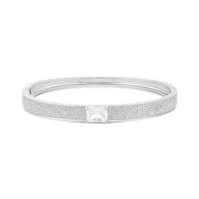 Shymi Women's Pave Bangle With Stone - Silver