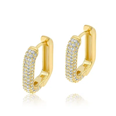 Shymi Women's Pave Box Domed Mini Hoops - Gold