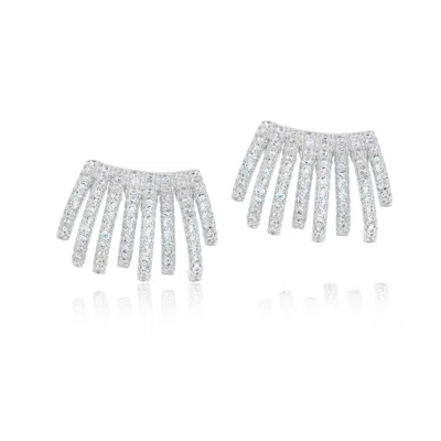 Shymi Women's Pave Caged Huggies - Silver