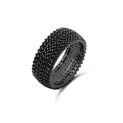 Shymi Women's Pave Cigar Band - Black Rhodium With Black Stones